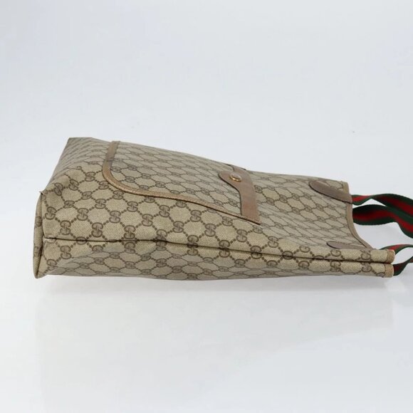 GUCCI GG Supreme Web Sherry Line Tote Bag PVC Beige - Picture 5 of 16